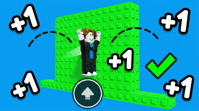 A character double jumps over a green wall