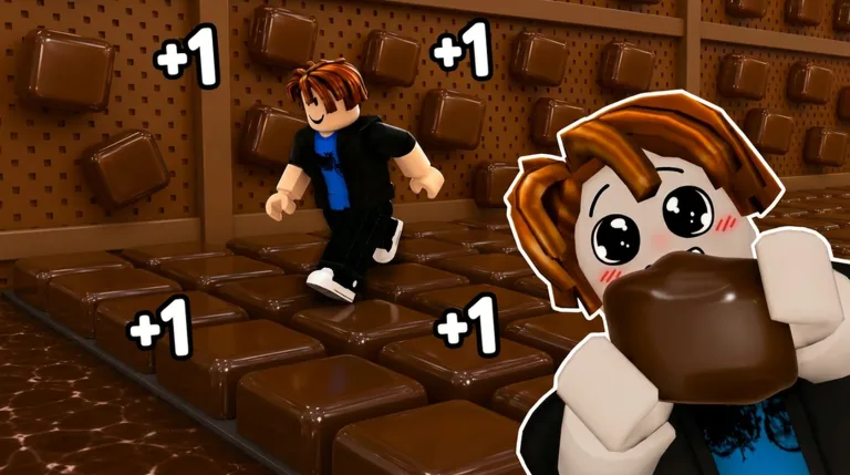 A character runs across a chocolate floor